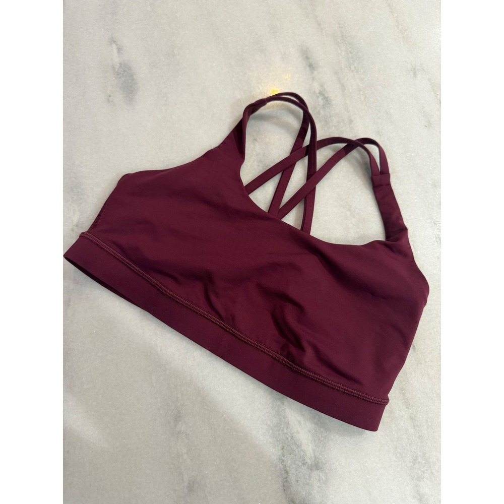 Lululemon Free To Be Wild Sports Bra Burgundy Maroon Strappy Back Yoga Bra